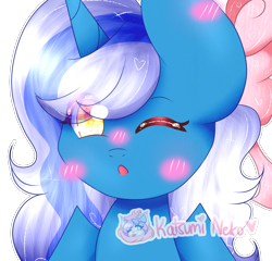 Size: 1280x1230 | Tagged: safe, artist:xx-katsumiineko-xx, oc, oc:fleurbelle, alicorn, adorabelle, alicorn oc, blushing, bow, chibi, cute, female, golden eyes, hair bow, hair over one eye, horn, mare, one eye closed, simple background, transparent background, wingding eyes, wings, wink