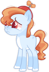 Size: 876x1270 | Tagged: safe, artist:kurosawakuro, oc, earth pony, pony, base used, hat, male, offspring, parent:button mash, parent:coconut cream, propeller hat, simple background, solo, teenager, transparent background