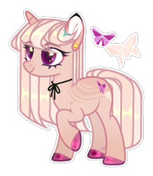 Size: 763x874 | Tagged: safe, artist:sweet-psycho-uwu, oc, pony, unicorn, ear piercing, earring, female, jewelry, mare, offspring, parent:fluttershy, parent:trenderhoof, parents:trendershy, piercing, simple background, solo, transparent background