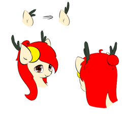 Size: 500x500 | Tagged: safe, artist:jerryenderby, oc, oc:kina hua, dracony, dragon, hybrid, longma, pony, antlers, bust, china, doodle, dragon antlers, eastern dragon, fangs, hair bun, looking at you, sketch