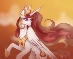 Size: 4000x3200 | Tagged: safe, artist:brendalobinha, oc, oc only, oc:queen celeste, alicorn, pony, crown, female, high res, jewelry, mare, not celestia, raised hoof, regalia, solo, wings