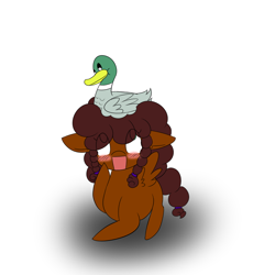 Size: 1000x1000 | Tagged: safe, artist:kaggy009, oc, bird, duck, pegasus, pony, ask peppermint pattie, blushing, female, filly, solo