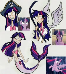 Size: 2607x2929 | Tagged: safe, artist:citi, screencap, twilight sparkle, twilight sparkle (alicorn), alicorn, human, mermaid, seapony (g4), my little pony: the movie, humanized, mermaidized, scene interpretation, screencap reference, seaponified, seapony twilight, species swap, wings