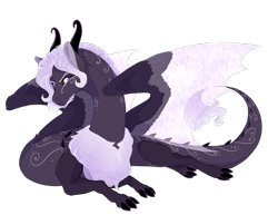 Size: 3500x2700 | Tagged: safe, artist:gigason, oc, oc only, draconequus, hybrid, interspecies offspring, offspring, parent:discord, parent:tempest shadow, parents:tempestcord, prone, simple background, solo, transparent background