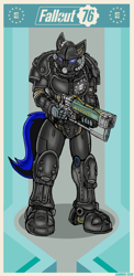 Size: 326x670 | Tagged: safe, artist:darrenfeline, oc, oc:nightmare dancer, bat pony, fallout equestria, bat pony oc, bat wings, enclave, enclave armor, fallout, fallout 76, wings