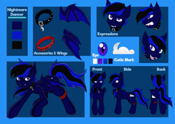 Size: 4093x2894 | Tagged: safe, artist:darrenfeline, oc, oc:nightmare dancer, bat pony, bat pony oc, bat wings, reference sheet, wings