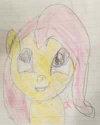 Size: 1960x2452 | Tagged: safe, artist:joeydr, derpibooru import, fluttershy, pegasus, pony, female, lined paper, mare, signature, solo, traditional art