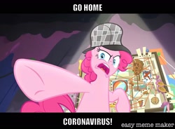 Size: 1534x1126 | Tagged: safe, artist:titus16s, derpibooru import, edit, edited screencap, screencap, pinkie pie, oc, oc only, earth pony, pony, secrets and pies, coronavirus, covid-19, meme