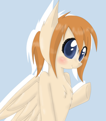 Size: 1536x1744 | Tagged: safe, artist:askponybrandenburg, pegasus, pony, blushing, brandenburg, chest fluff, female, hetalia, mare, ponified, smiling, solo, waving