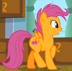 Size: 504x491 | Tagged: safe, screencap, scootaloo, pegasus, pony, growing up is hard to do, cropped, female, mare, older, older scootaloo, raised hoof, smiling, solo