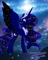 Size: 600x750 | Tagged: safe, artist:princess_starnight, oc, oc only, alicorn, pony, alicorn oc, base used, ethereal mane, ethereal wings, female, galaxy mane, hoof polish, horn, jewelry, mare, peytral, raised hoof, solo, space, tiara, wings