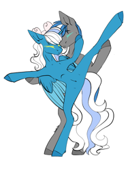 Size: 768x1024 | Tagged: safe, artist:thewolfgirl1247, oc, oc:cloud zapper, oc:fleurbelle, alicorn, pegasus, alicorn oc, bow, dancing, eyes closed, female, hair bow, mare, pegasus oc, simple background, transparent background, wings