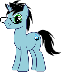 Size: 3607x4190 | Tagged: safe, artist:lyonic, oc, oc:crystal moonlight, pony, unicorn, black hair, glasses, horn, male, simple background, solo, stallion, transparent background, unicorn oc