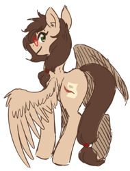 Size: 575x756 | Tagged: safe, artist:daxratchet, oc, oc only, pegasus, pony, female, glasses, looking back, mare, pegasus oc, simple background, smiling, solo, white background, wings