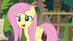 Size: 1920x1080 | Tagged: safe, derpibooru import, screencap, fluttershy, pegasus, pony, she talks to angel, cute, female, mare, messy mane, shyabetes, solo