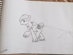 Size: 4032x3024 | Tagged: safe, artist:bigmackintosh, big macintosh, male, monochrome, plough, sketch, solo, stallion, sweet apple acres, traditional art