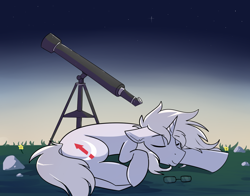 Size: 1576x1236 | Tagged: safe, artist:pillowsword, oc, oc:zenith gale, unicorn, solo, telescope