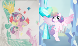 Size: 3744x2240 | Tagged: safe, artist:beavernator, artist:frost920, princess flurry heart, alicorn, crystal heart, drawing, older, older flurry heart, redraw