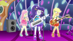 Size: 1920x1080 | Tagged: safe, screencap, applejack, fluttershy, rarity, better together, equestria girls, spring breakdown, all good (song), images that precede unfortunate events, sleeveless