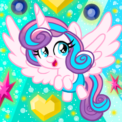 Size: 800x800 | Tagged: safe, artist:katya, edit, princess flurry heart, pony, baby, baby pony, crystal, cute, diaper, flurrybetes, glow, levitation, magic, telekinesis