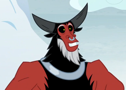 Size: 770x552 | Tagged: safe, screencap, lord tirek, centaur, frenemies (episode), bust, cloud, cropped, cute, grin, happy, male, mount everhoof, mountain, nose piercing, nose ring, piercing, smiling, snow, solo, tirebetes