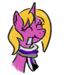 Size: 1080x1264 | Tagged: safe, artist:brightstarclick, oc, oc only, oc:bright star, pony, unicorn, clothes, demisexual, flag, pride, pride flag, pride month, scarf, transgender