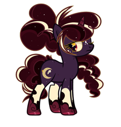 Size: 1771x1849 | Tagged: safe, artist:becon, oc, oc only, pony, unicorn, colored hooves, female, frown, horn, mare, multicolored mane, multicolored tail, one eye closed, simple background, solo, transparent background, unnamed oc