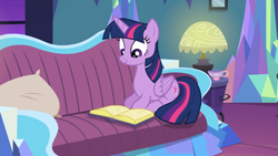 Size: 1920x1080 | Tagged: safe, screencap, twilight sparkle, twilight sparkle (alicorn), alicorn, pony, amending fences, female, mare, prone, reading, solo