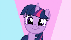 Size: 1920x1080 | Tagged: safe, screencap, twilight sparkle, twilight sparkle (alicorn), alicorn, pony, amending fences, abstract background, cute, female, looking at you, mare, simple background, smiling, solo, twiabetes