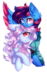 Size: 870x1340 | Tagged: safe, artist:paintpalet35, oc, oc only, earth pony, pegasus, pony, female, heterochromia, lesbian, nuzzling, oc x oc, shipping, simple background, tongue out, transparent background