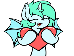 Size: 2560x1920 | Tagged: safe, artist:kimjoman, part of a set, oc, oc only, oc:sporadic night, alicorn, bat pony, bat pony alicorn, pony, bat wings, commission, cute, female, heart, horn, mare, simple background, smiling, solo, spread wings, transparent background, wings, ych result