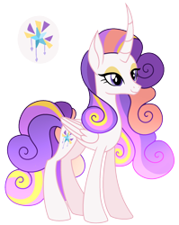 Size: 1530x1918 | Tagged: safe, artist:eonionic, oc, oc:victory, alicorn, pony, curved horn, female, horn, magical lesbian spawn, mare, offspring, parent:princess celestia, parent:rarity, parents:rarilestia, simple background, solo, transparent background