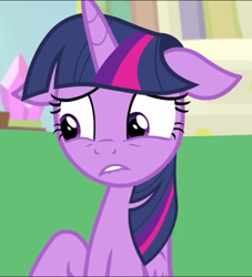 Size: 656x722 | Tagged: safe, screencap, twilight sparkle, twilight sparkle (alicorn), alicorn, starlight the hypnotist, spoiler:interseason shorts, cropped, floppy ears, solo, worried