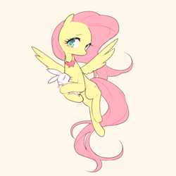 Size: 500x500 | Tagged: safe, artist:kkmrarar, derpibooru import, angel bunny, fluttershy, pegasus, pony, colored pupils, cream background, cute, duo, element of kindness, female, mare, shyabetes, simple background, spread wings, wings