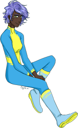 Size: 473x771 | Tagged: safe, artist:sychia, oc, oc only, oc:rainy skies (ice1517), human, boots, clothes, dark skin, ear piercing, earring, female, humanized, humanized oc, icey-verse, jewelry, magical gay spawn, offspring, parent:open skies, parent:thunderlane, parents:thunderskies, piercing, shoes, simple background, solo, transparent background, uniform, wonderbolts, wonderbolts uniform