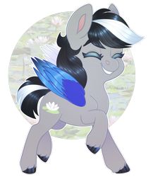 Size: 1024x1178 | Tagged: safe, artist:sadelinav, oc, oc:winter lillies, pegasus, colored wings, eyes closed, female, mare, simple background, solo, transparent background, two toned wings, wings