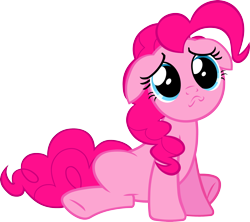 Size: 3000x2669 | Tagged: safe, artist:404compliant, derpibooru import, pinkie pie, earth pony, pony, a friend in deed, floppy ears, high res, puppy dog eyes, simple background, solo, transparent background, vector