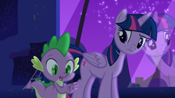 Size: 1920x1080 | Tagged: safe, screencap, spike, twilight sparkle, twilight sparkle (alicorn), alicorn, dragon, pony, amending fences, reflection, twilight's canterlot home, window