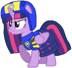 Size: 1054x990 | Tagged: safe, artist:徐詩珮, twilight sparkle, twilight sparkle (alicorn), alicorn, series:sprglitemplight diary, series:sprglitemplight life jacket days, series:springshadowdrops diary, series:springshadowdrops life jacket days, alternate universe, base used, chase (paw patrol), clothes, female, paw patrol, ultimate rescue