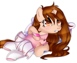 Size: 3500x2866 | Tagged: safe, artist:2pandita, pony, unicorn, broken horn, clothes, female, horn, mare, shirt, simple background, skirt, socks, solo, transparent background