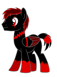 Size: 829x1127 | Tagged: safe, artist:zethbsoul, oc, oc:zeth b. soul, pegasus, pony, eye scar, red and black mane, red and black oc, red eyes, scar, simple background, transparent background