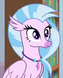 Size: 385x478 | Tagged: safe, screencap, silverstream, hippogriff, a horse shoe-in, cropped, cute, diastreamies, female, jewelry, necklace, solo