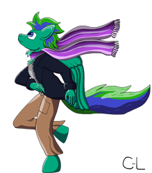 Size: 2495x2843 | Tagged: safe, artist:cyborglucario, oc, oc only, oc:gale twister, anthro, unguligrade anthro, clothes, scarf, simple background, solo, transparent background