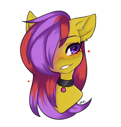 Size: 1280x1340 | Tagged: safe, artist:missclaypony, oc, pony, bust, choker, female, mare, portrait, simple background, solo, transparent background