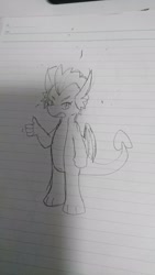 Size: 1152x2048 | Tagged: safe, artist:omegapony16, smolder, dragon, dragoness, female, lineart, lined paper, solo, thumbs up, traditional art