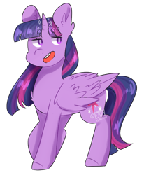 Size: 1024x1242 | Tagged: safe, artist:erinisanxious, twilight sparkle, twilight sparkle (alicorn), alicorn, pony, beanbrows, chest fluff, cute, ear fluff, eyebrows, female, mare, open mouth, simple background, solo, transparent background, twiabetes