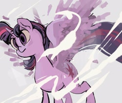 Size: 2048x1721 | Tagged: safe, artist:cottonbudfilly, twilight sparkle, twilight sparkle (alicorn), alicorn, pony, dutch angle, female, mare, solo, spread wings, wings