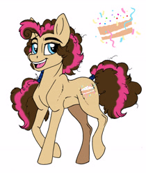 Size: 3852x4584 | Tagged: safe, artist:celestial-rainstorm, oc, oc:confetti cake, earth pony, pony, absurd resolution, female, mare, offspring, parent:cheese sandwich, parent:pinkie pie, parents:cheesepie, simple background, solo, white background