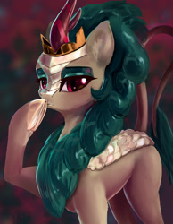 Size: 1398x1800 | Tagged: safe, artist:xbi, rain shine, kirin, looking at you, shhh, solo, underhoof