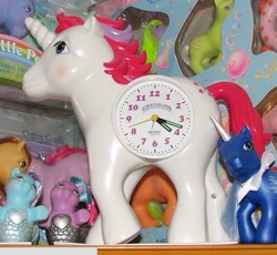 Size: 595x547 | Tagged: safe, photographer:tradertif, cotton candy (g1), moondancer (g1), sea pony, g1, clock, merchandise